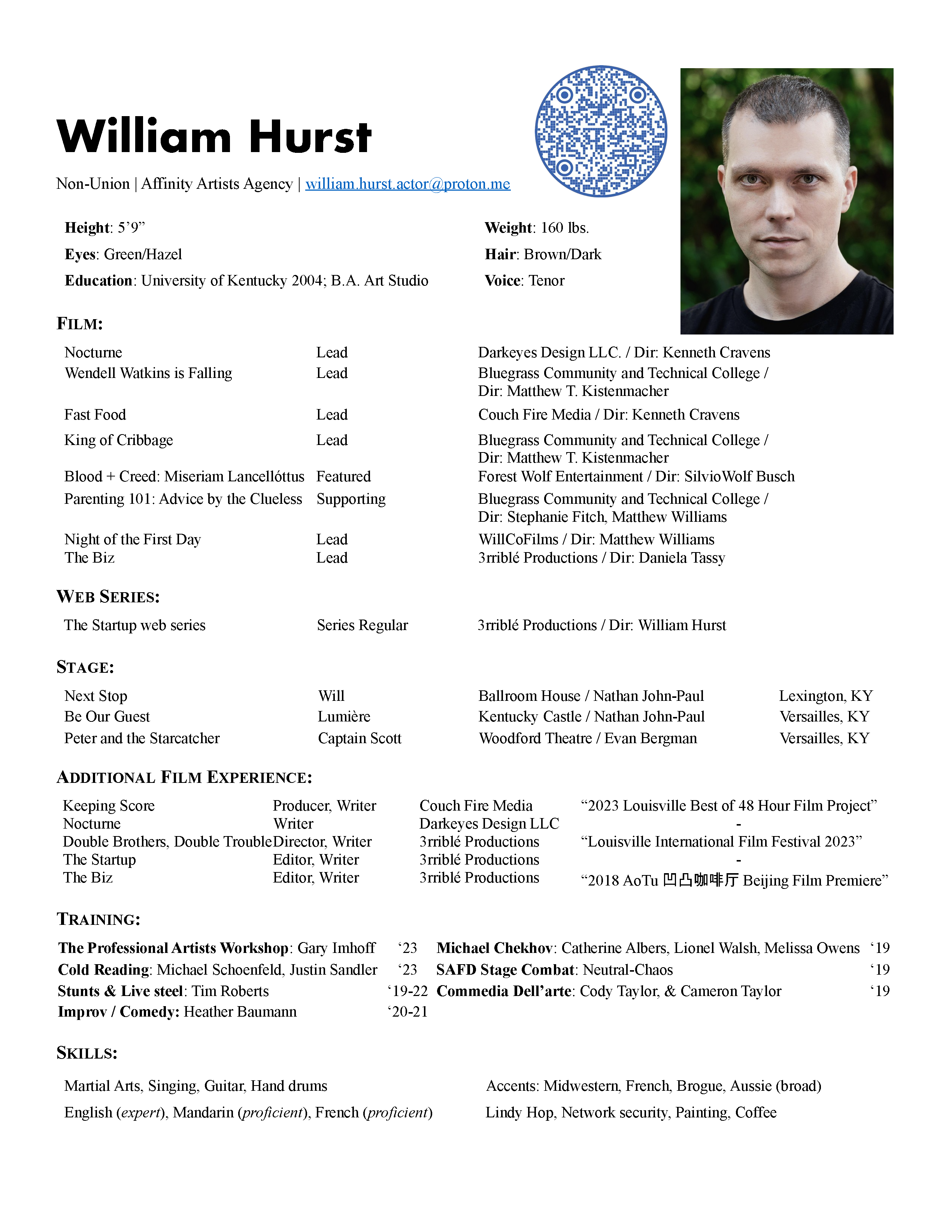 Actor Resume here